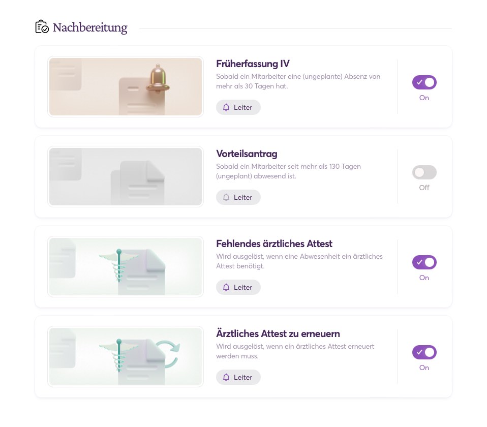 Meldungen für administrative Fristen